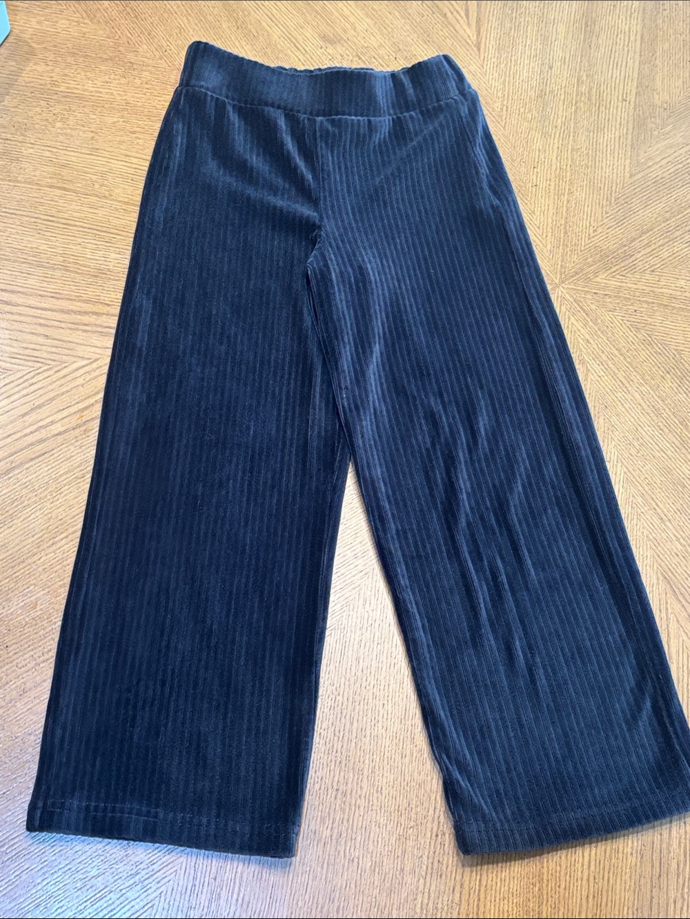 Zara Black (possibly navy) Ribbed Velvet Wide-Leg Kids Pants girls size 7